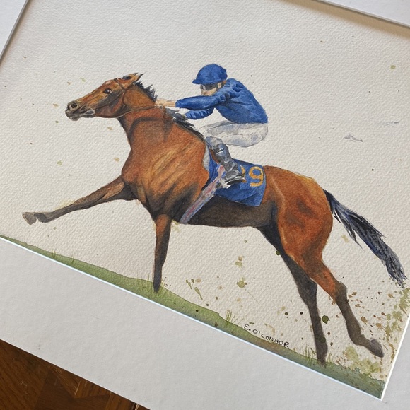 Original watercolour racehorse painting, “poetry in motion”, 17.5”x14.25” - Picture 4 of 4